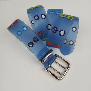 Blue Transparant Plastic Double Grommet Punk Y2K Belt